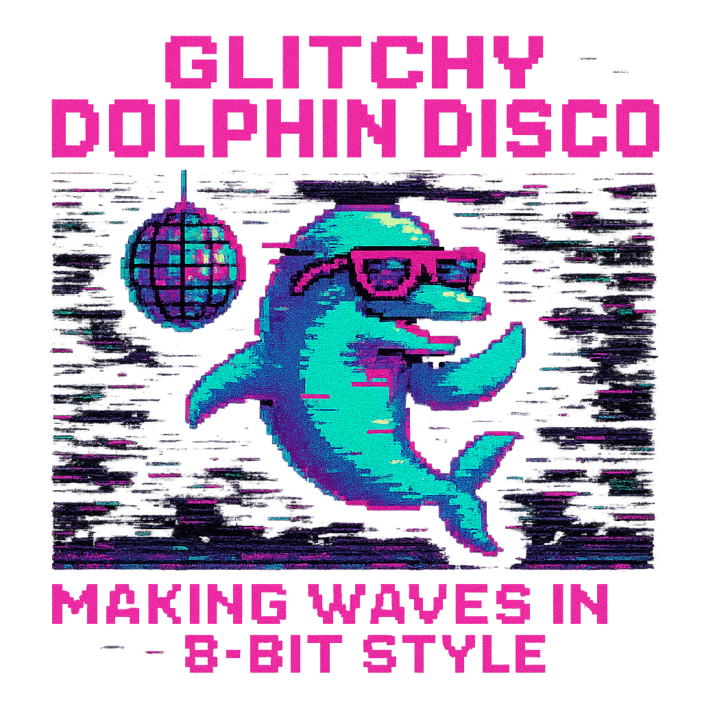 Glitchy Dolphin Disco standalone design